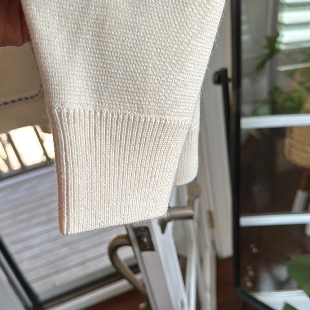 Supreme Contrast Stitch Button Up Sweater in Natural - Picture 8 of 10